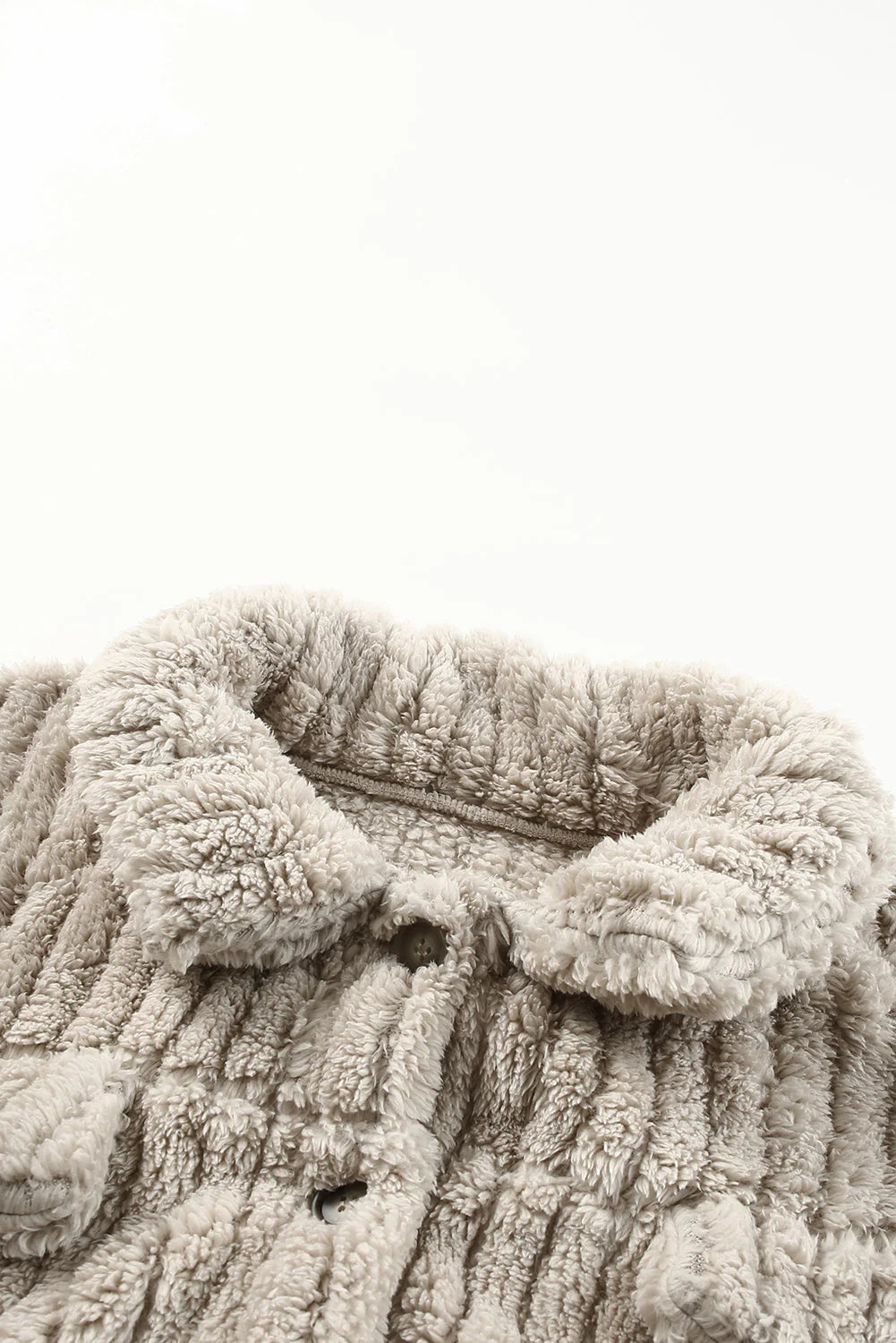 Plain plush fleece jacket with button placket