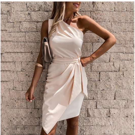 NIMA Elegante een schouder zomerjurk