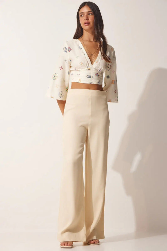 NIMA effen losse eenvoudige comfortabele pantalon dames
