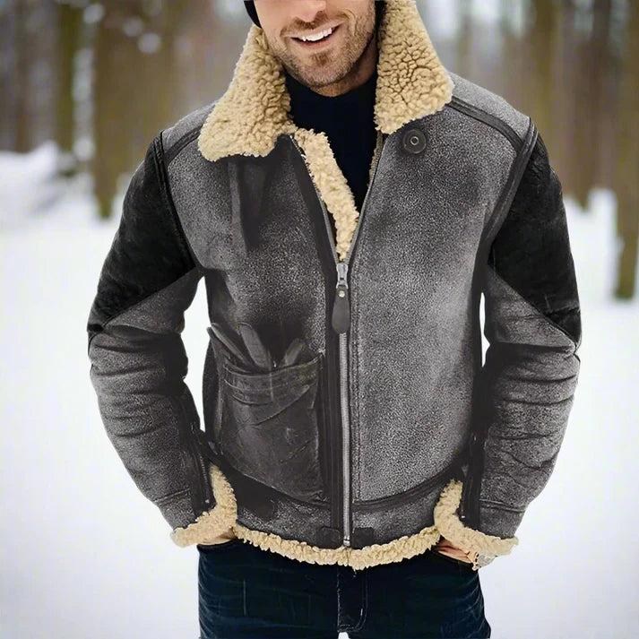 Arvid – aviator jacket with shearling collar and reinforced elbows