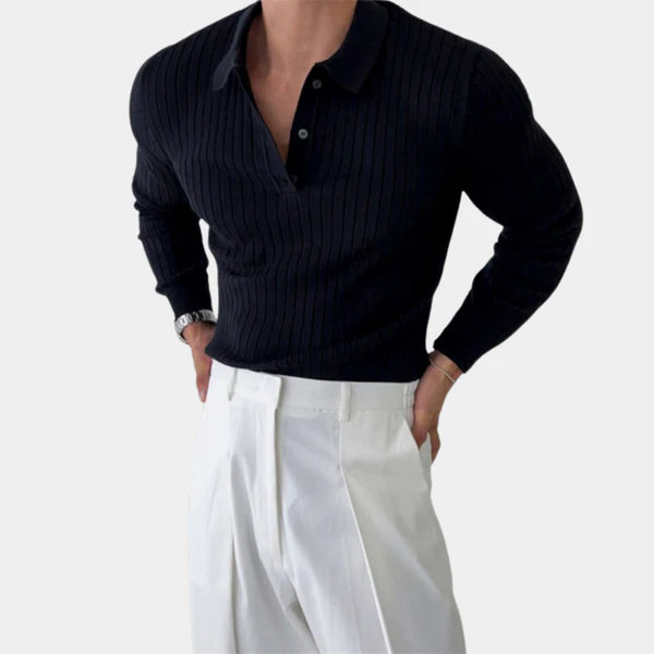 Lars – ribbed polo sweater in a slim fit with a classic collar
