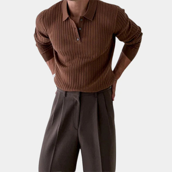 Lars – ribbed polo sweater in a slim fit with a classic collar
