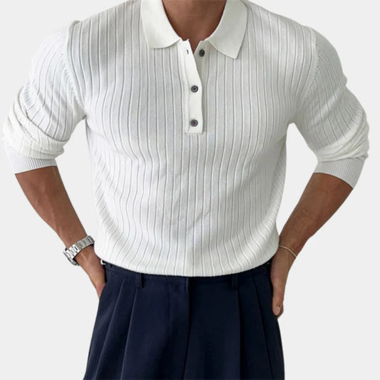 Lars – ribbed polo sweater in a slim fit with a classic collar