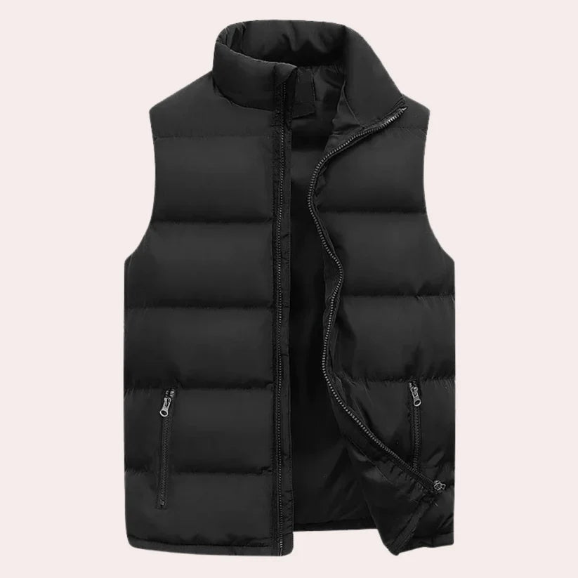 Malte – padded water-repellent vest with stand-up collar