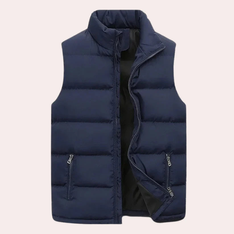 Malte – padded water-repellent vest with stand-up collar