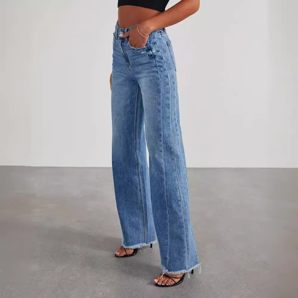Stylish casual jeans with a high waist for women