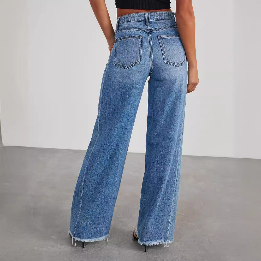 Stylish casual jeans with a high waist for women