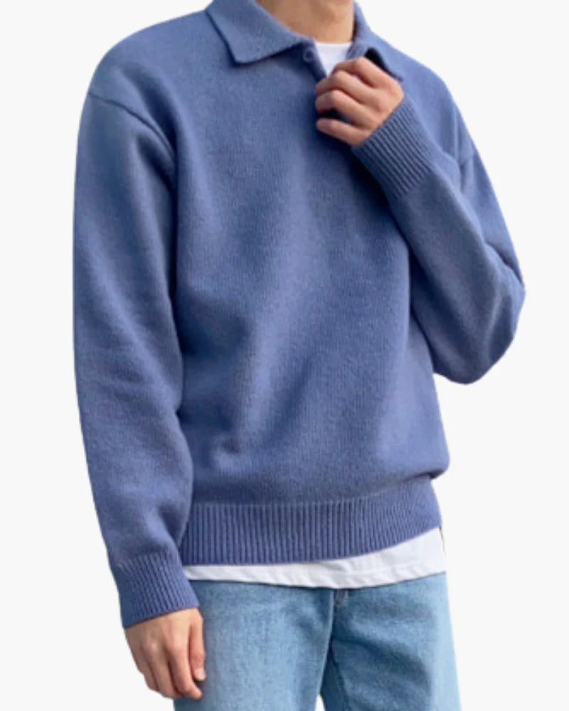 Andrew cozy wool knit polo sweater – men