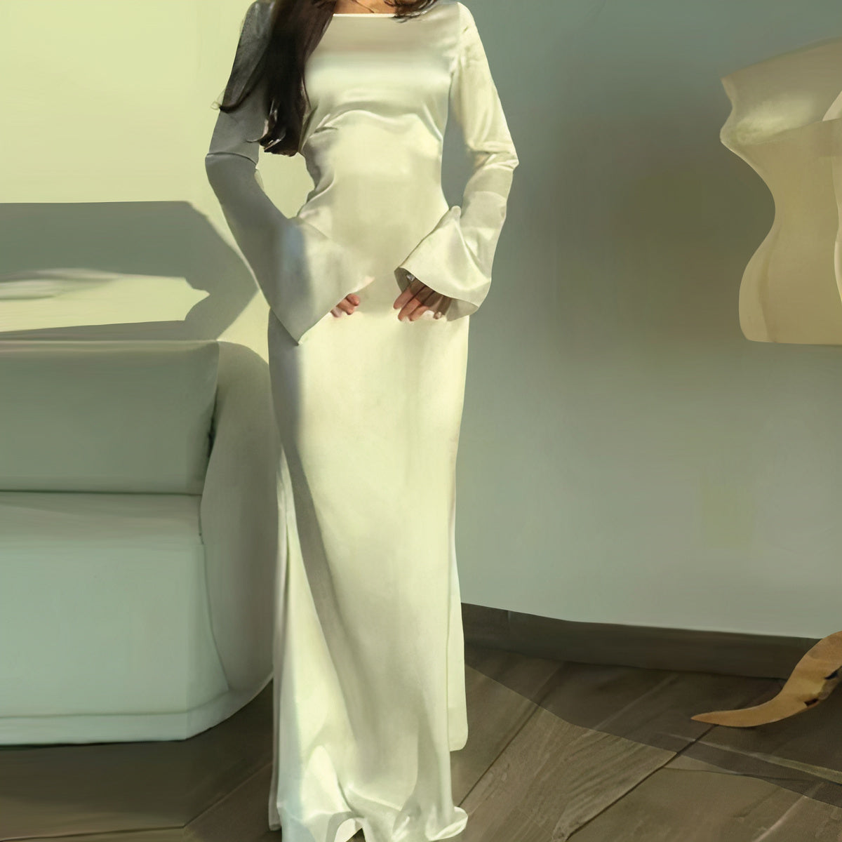 NIMA Elegante jurk met lange mouwen