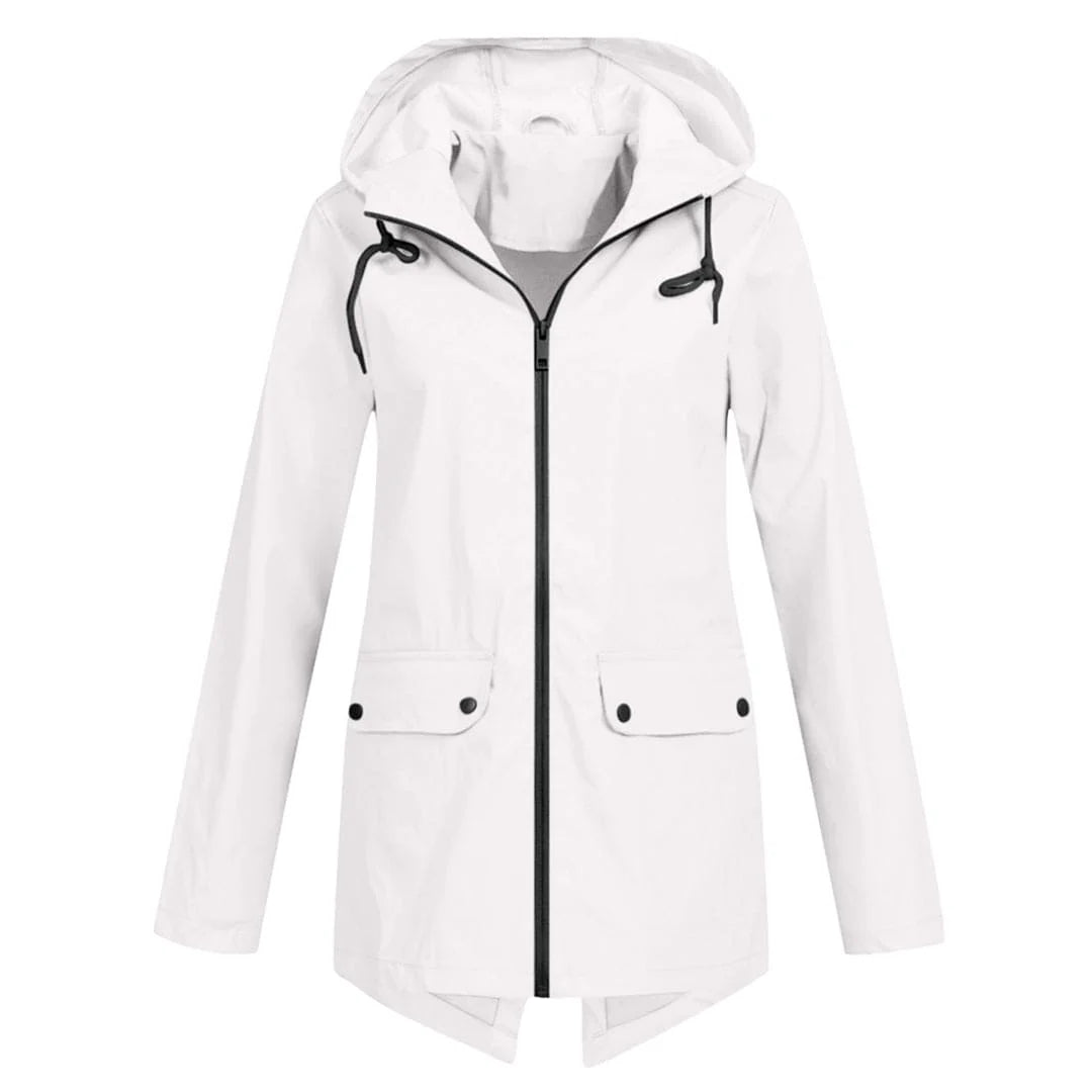 Women's long rain jacket with hood – extra length for reliable protection