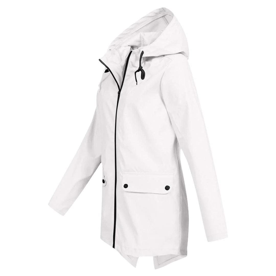 Women's long rain jacket with hood – extra length for reliable protection