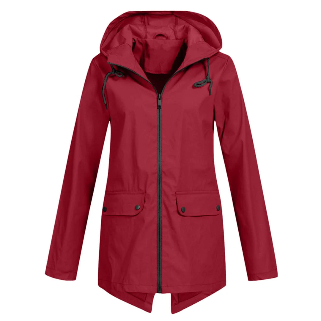 Women's long rain jacket with hood – extra length for reliable protection