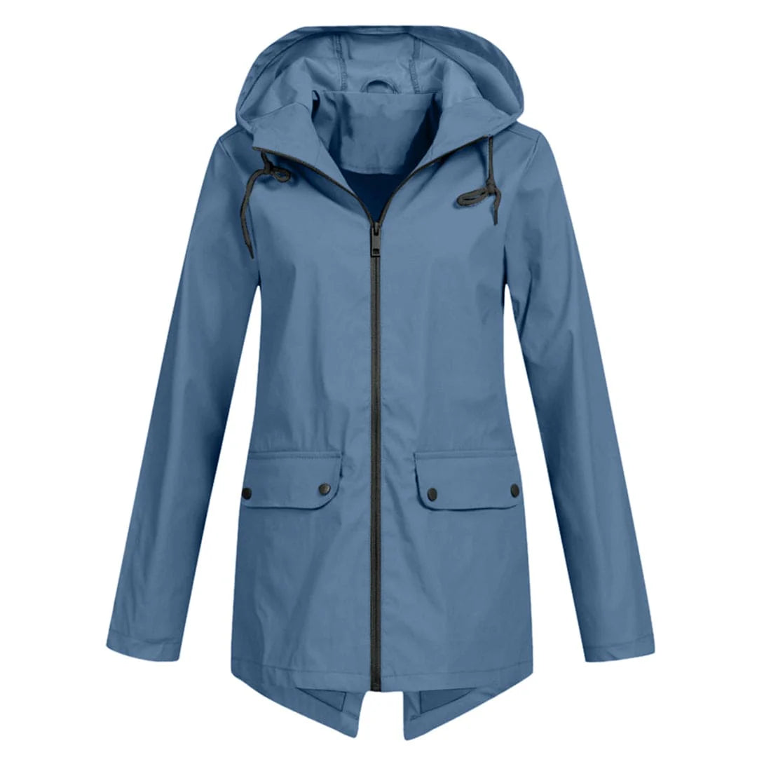Women's long rain jacket with hood – extra length for reliable protection