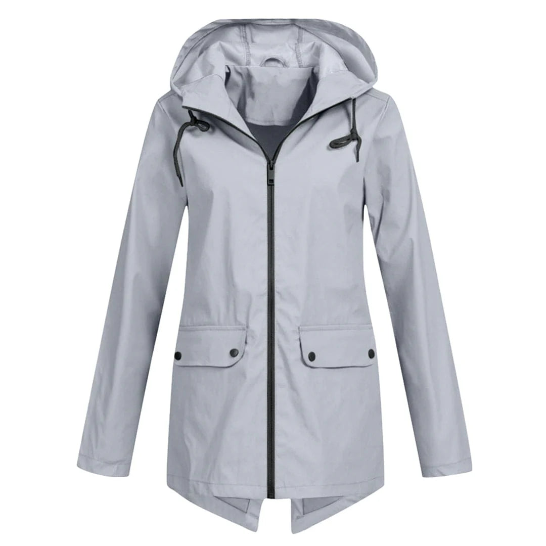 Women's long rain jacket with hood – extra length for reliable protection
