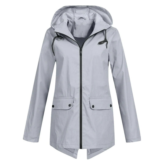 Women's long rain jacket with hood – extra length for reliable protection