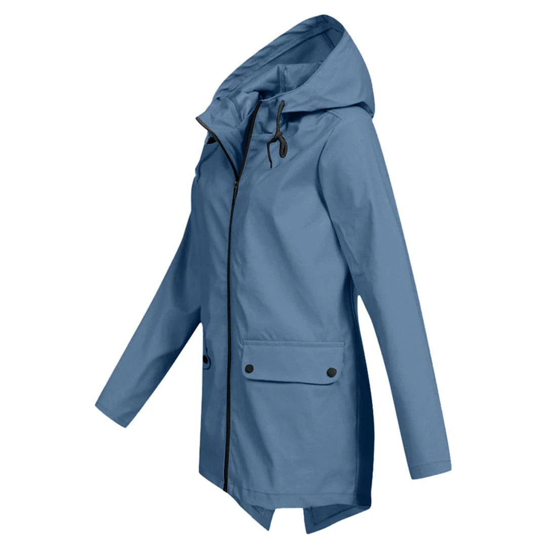 Women's long rain jacket with hood – extra length for reliable protection