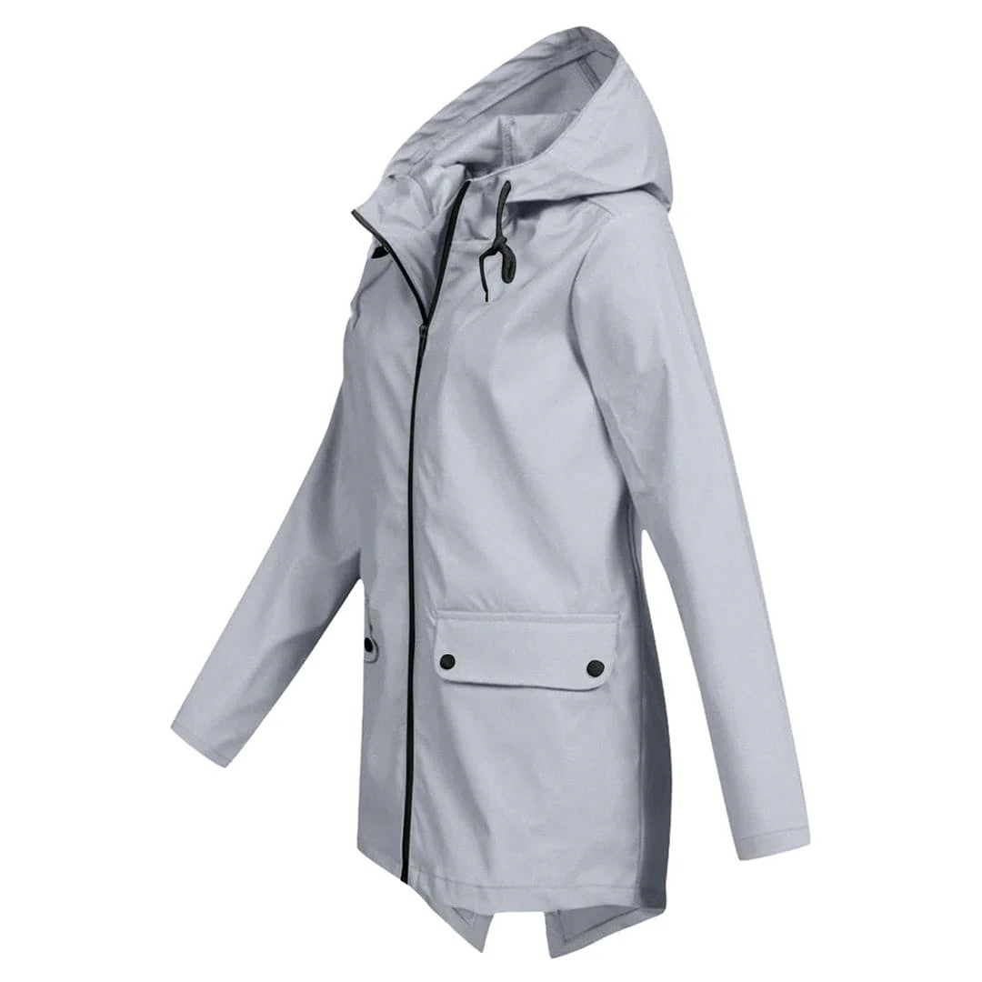 Women's long rain jacket with hood – extra length for reliable protection