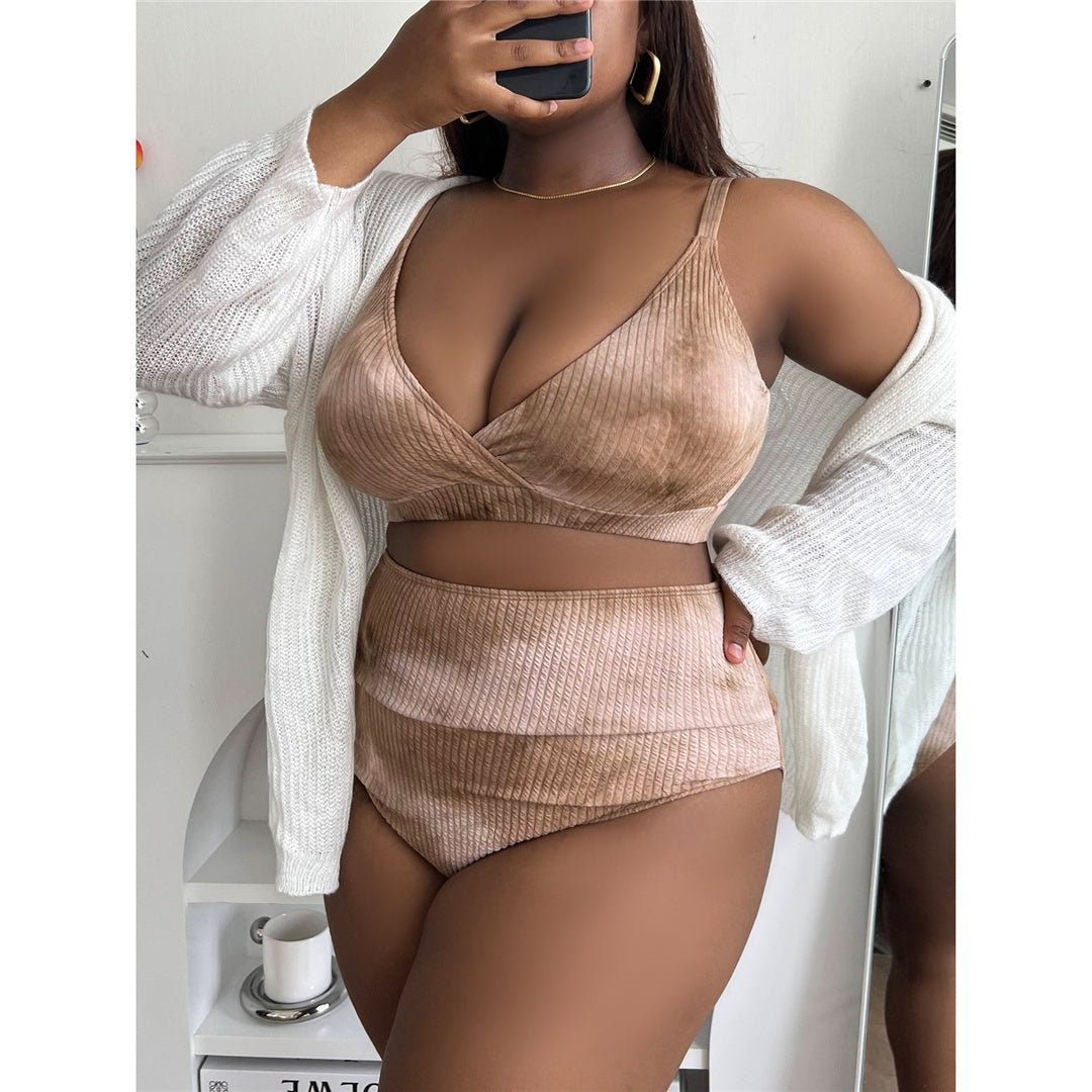 NIMA blauw gevoerde v-hals bikini grote maten