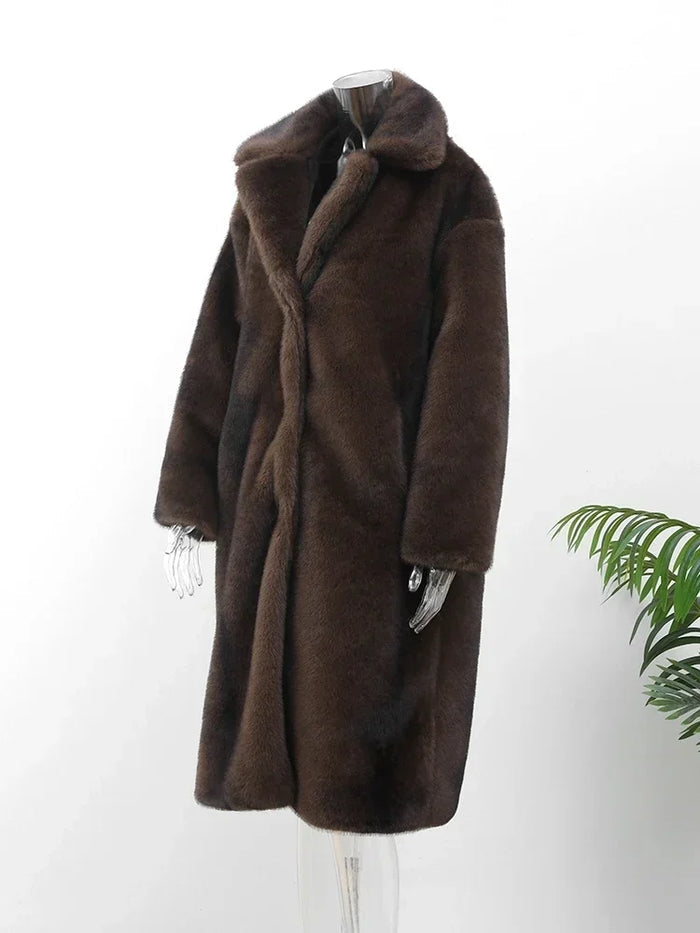 Emilia luxury long faux fur coat