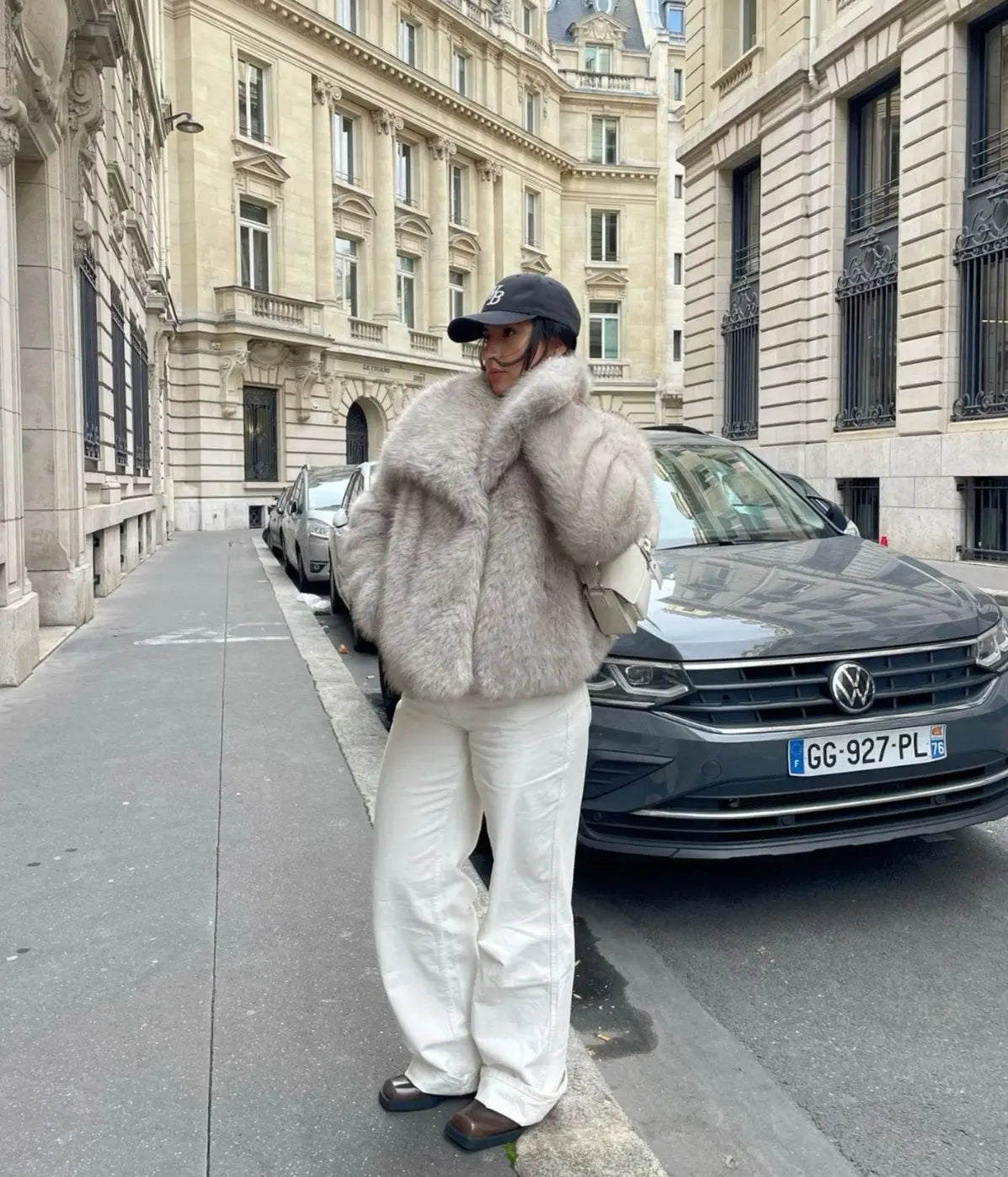 Macy faux fur coat – soft faux fur coat for cold days