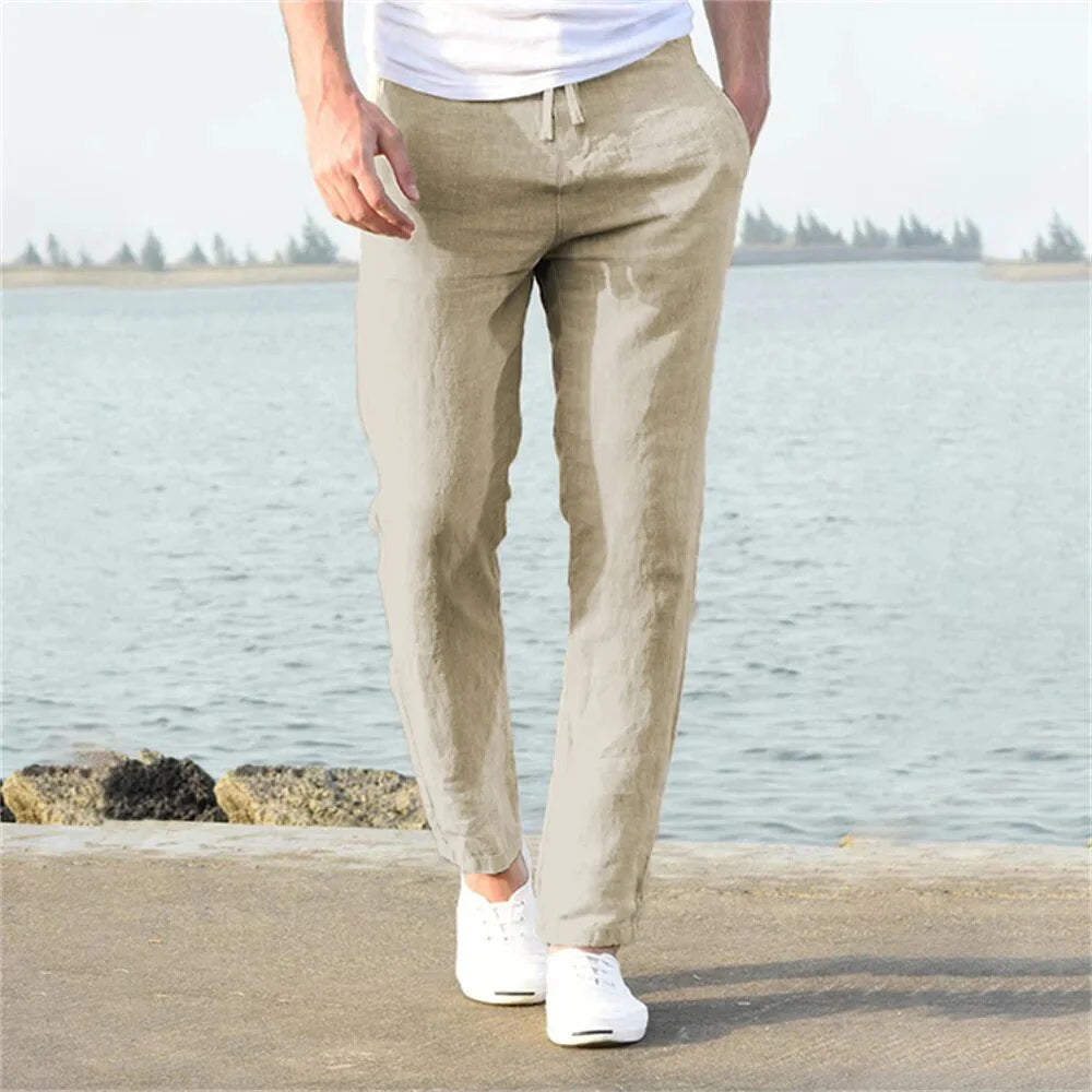 Lightweight men's linen trousers, casual and comfortable