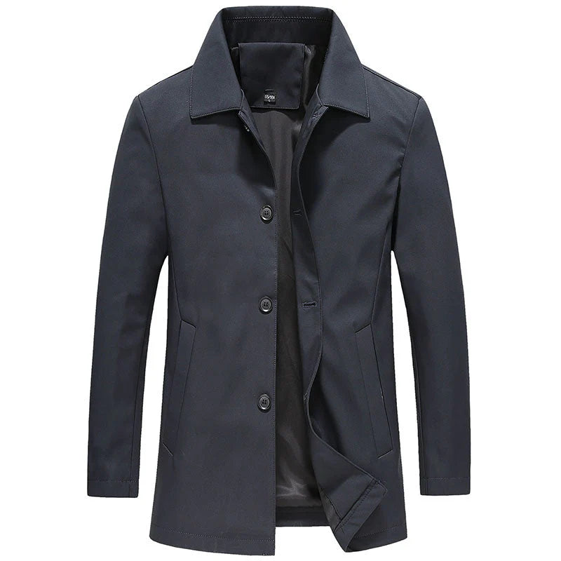 Tobias – tailored trench coat in cotton blend with button placket
