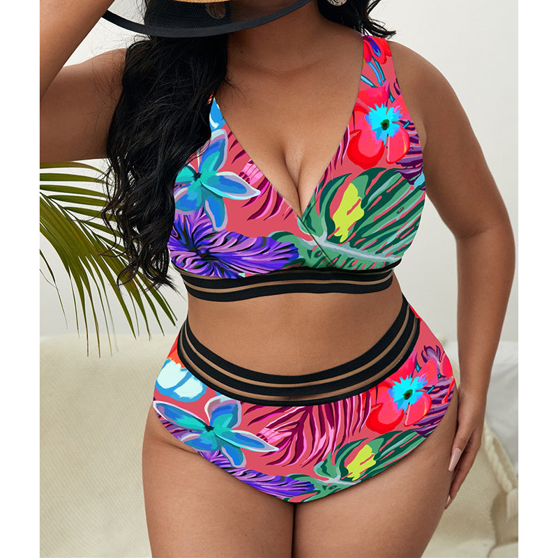 NIMA roze bikini grote maten met bloemenprint