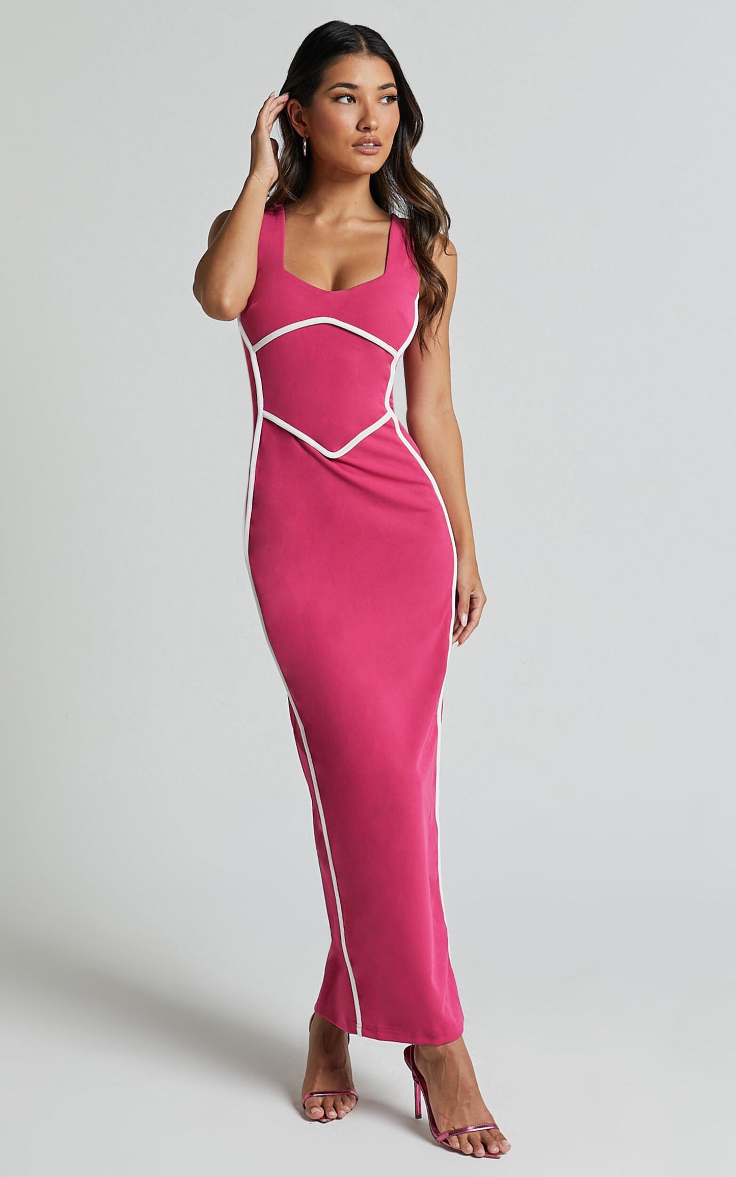 NIMA Bodycon maxi jurk met ronde hals