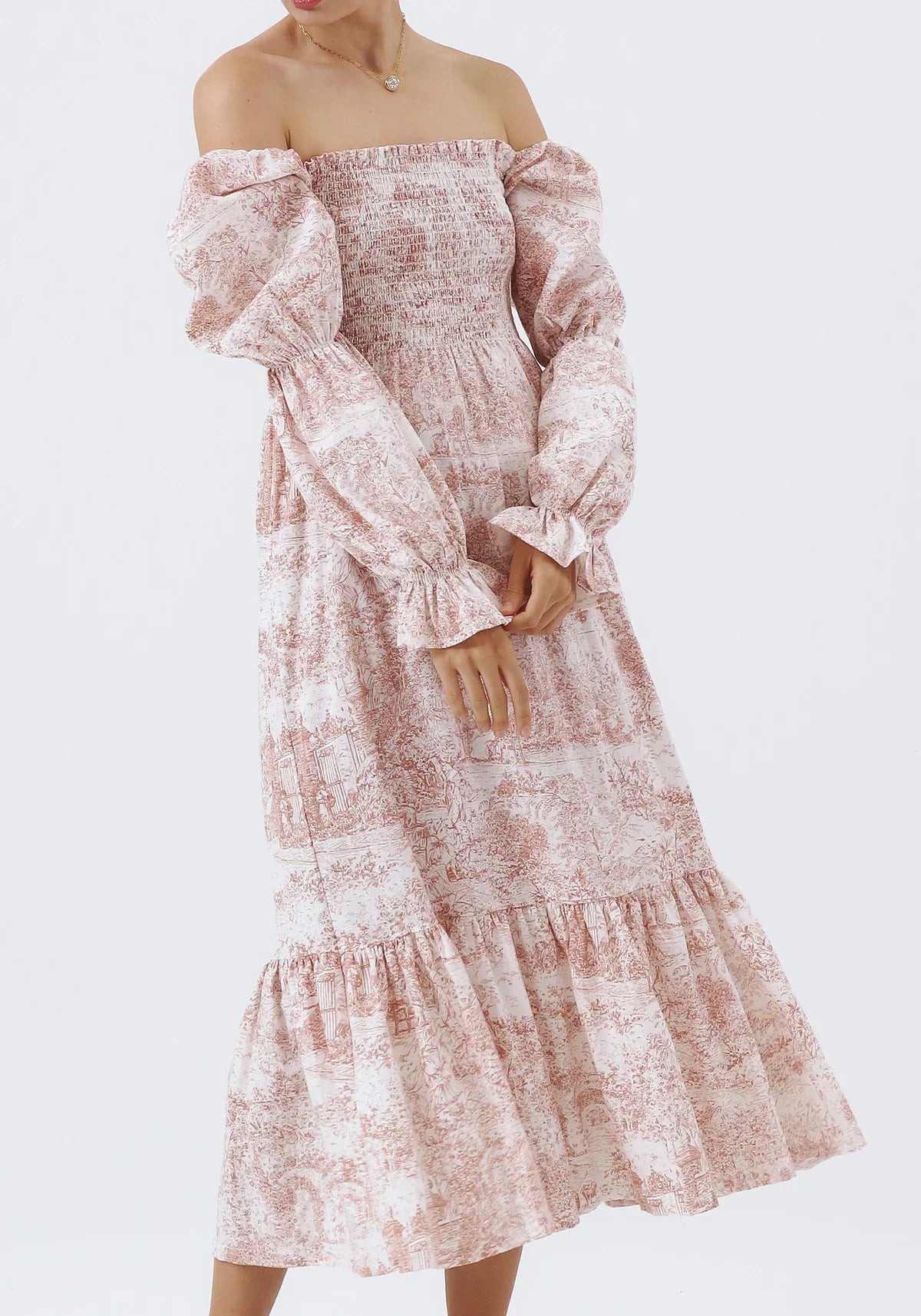 NIMA Chiffon jurk met klokmouwen