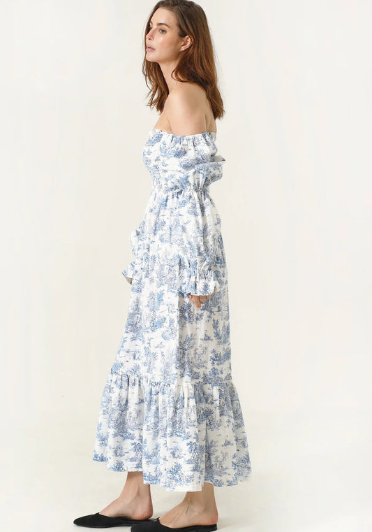 NIMA Chiffon jurk met klokmouwen