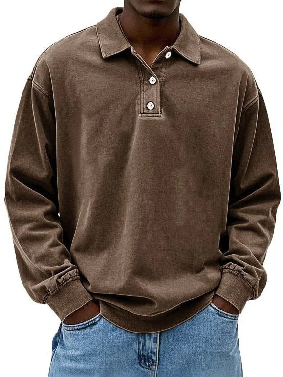 Lukas – polo shirt with long sleeves and ribbed cuffs