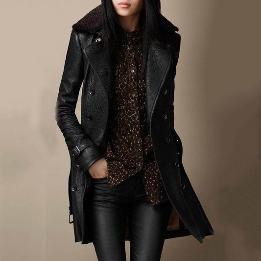 Warm leather jacket for women - Marie
