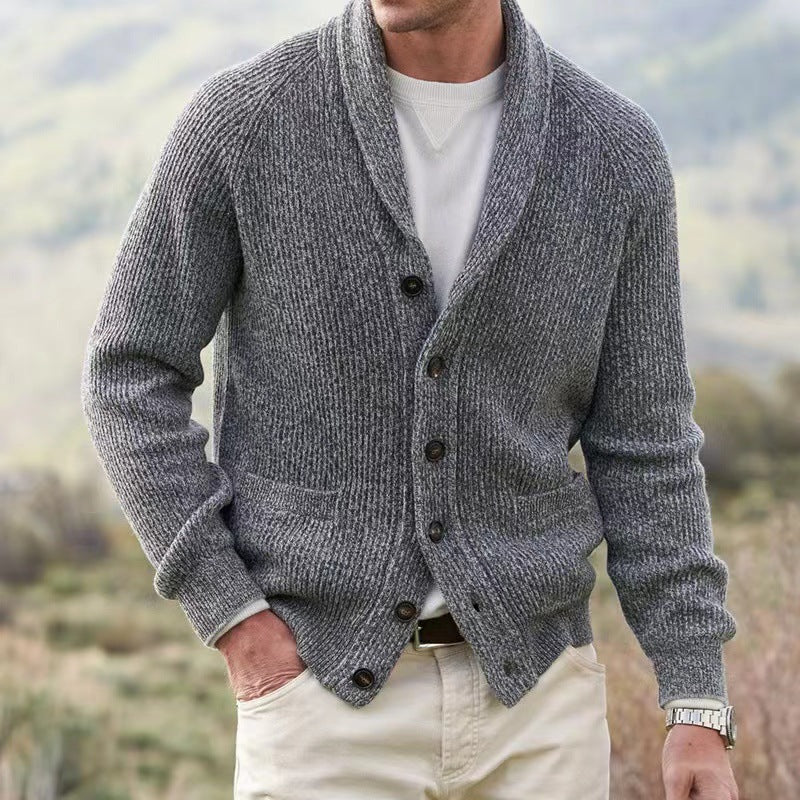 Henning – knitted cardigan with shawl collar and button placket