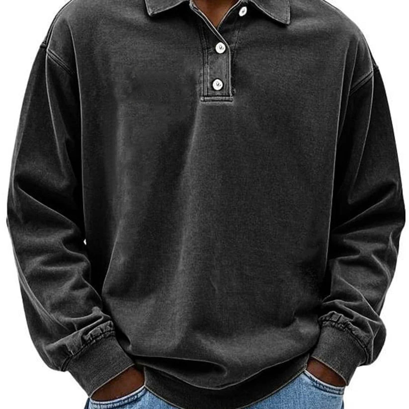 Lukas – polo shirt with long sleeves and ribbed cuffs