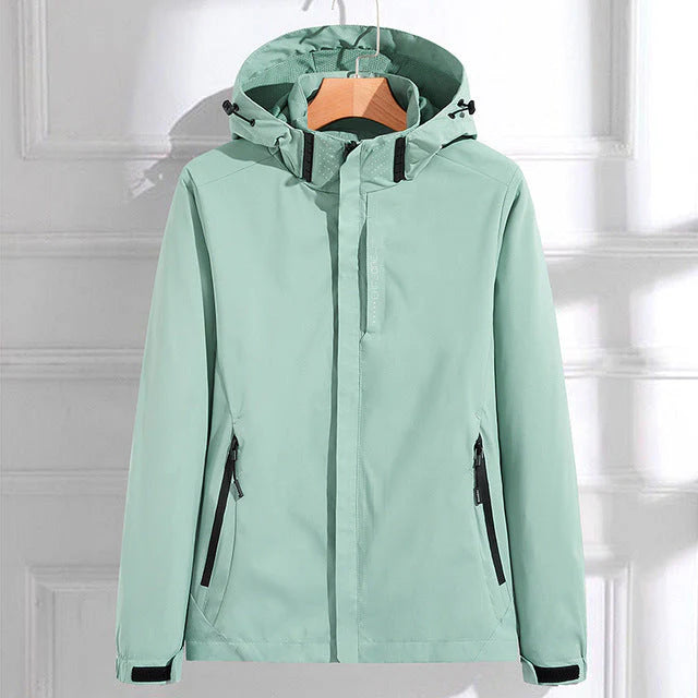Stylish women's rain jacket with hood – elegant design for rainy days