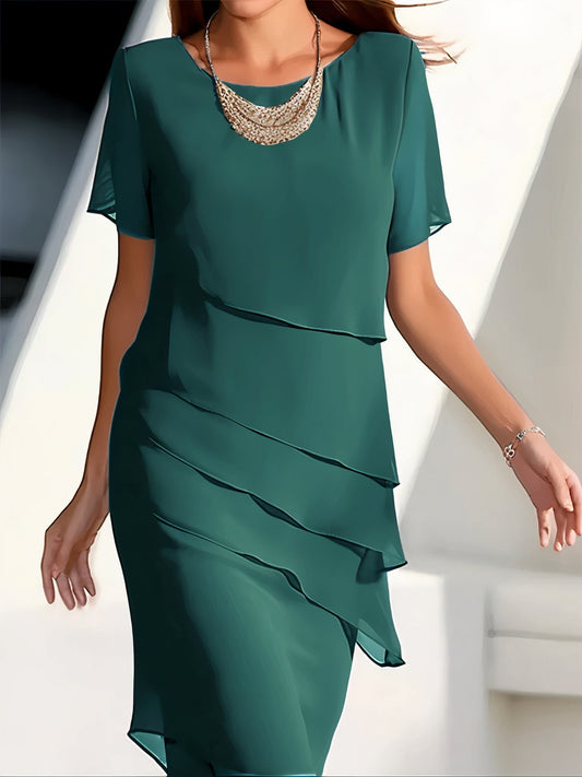 NIMA Geplooide chiffon jurk
