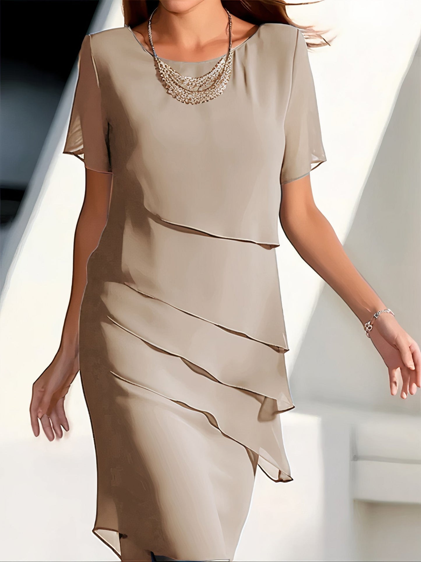 NIMA Geplooide chiffon jurk