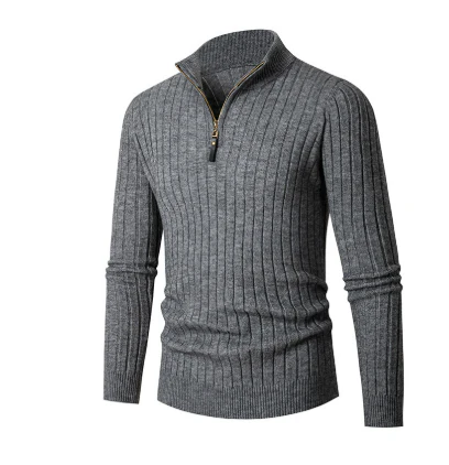 Casual men's sweater with half zipper – modern knit