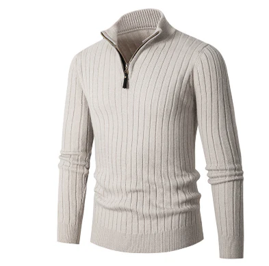 Casual men's sweater with half zipper – modern knit