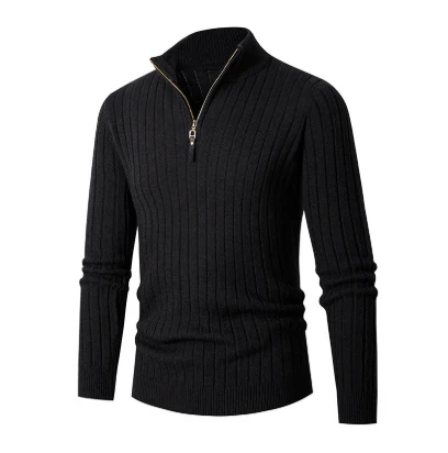 Casual men's sweater with half zipper – modern knit