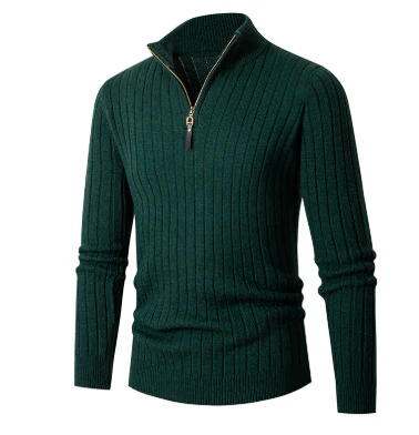 Casual men's sweater with half zipper – modern knit