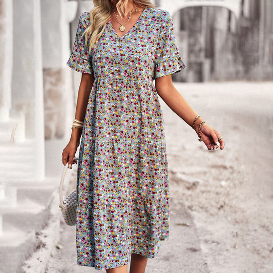 NIMA Midi Jurk Met Bloemen Elegantie