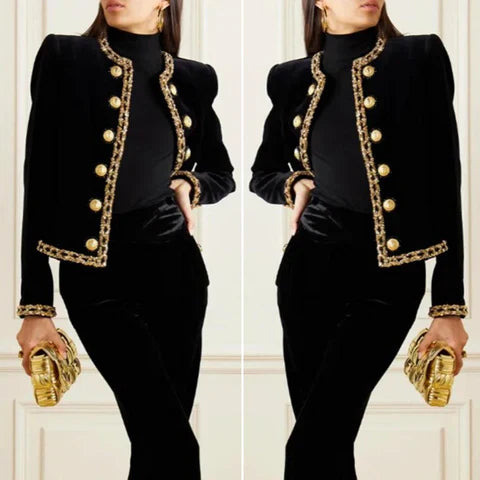 Ethel - elegant jacket with long sleeves and a round neck with a button