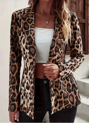Scarlett elegant blazer with leopard print