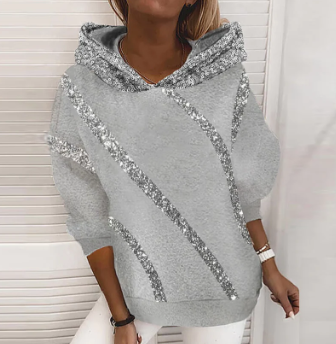 Sia casual hoodie met paillettenprint