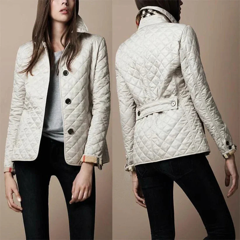 Freya – women's quilted jacket with diamond pattern and button closure