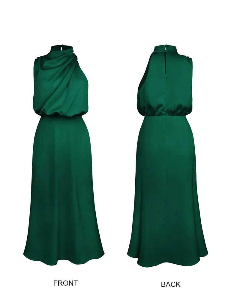NIMA Elegante Satijnen Maxi Jurk