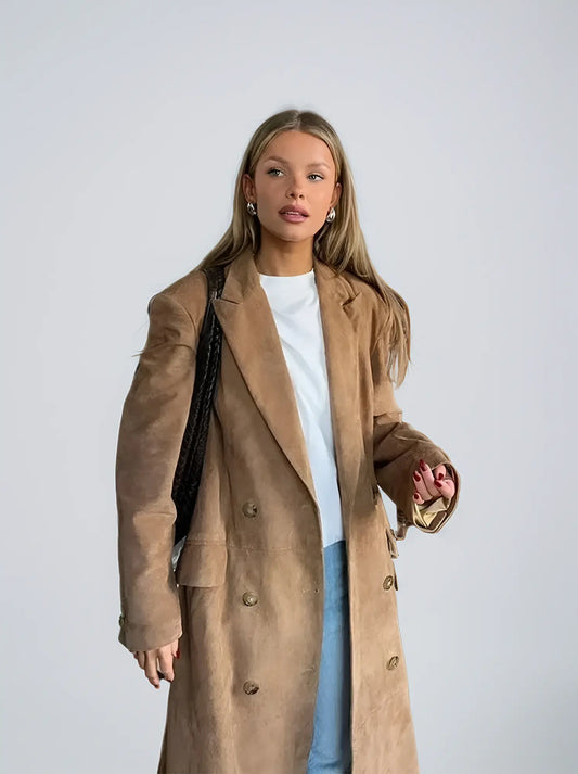 Elena suede trench coat – elegant suede coat