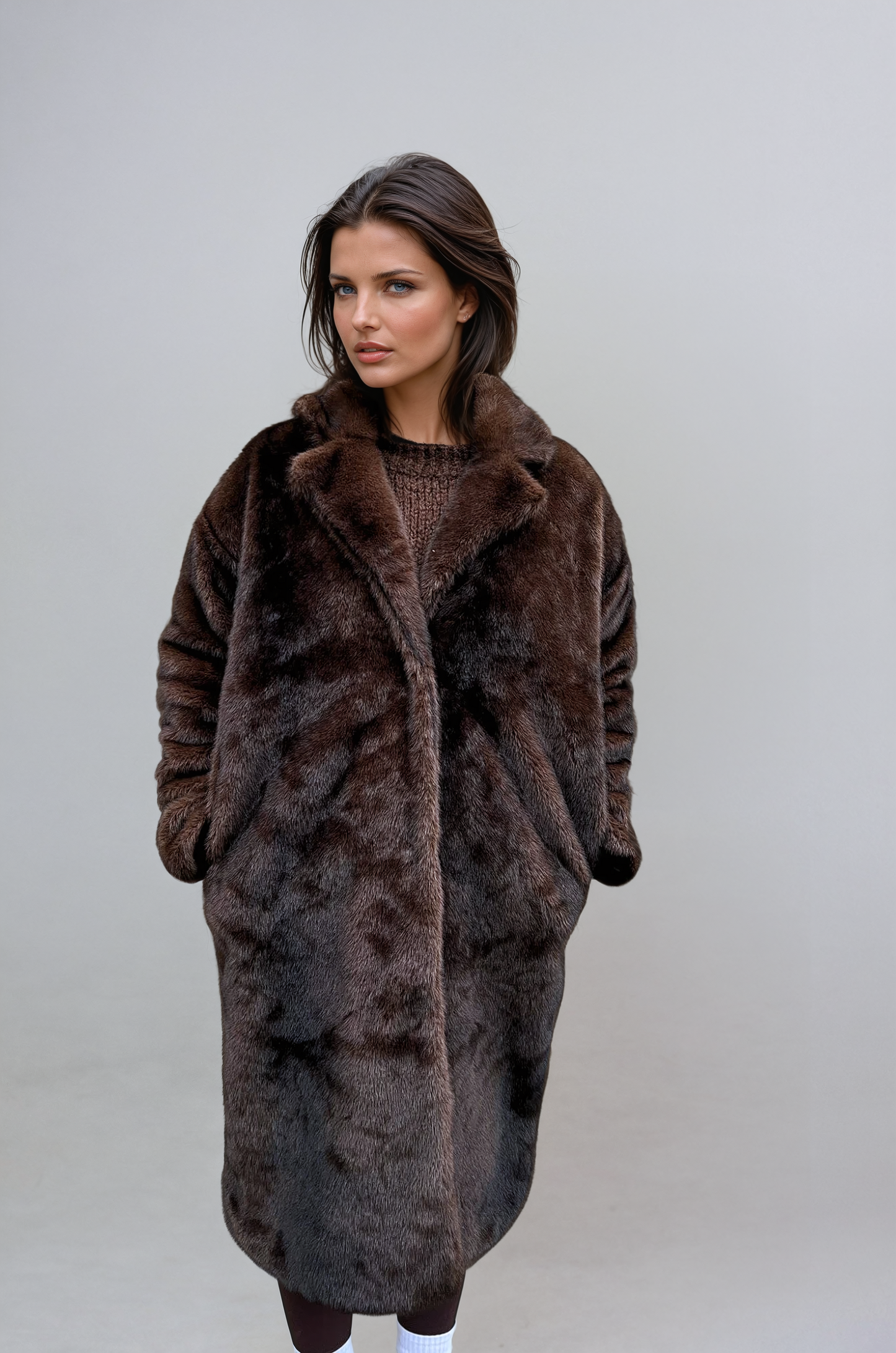 Emilia luxury long faux fur coat