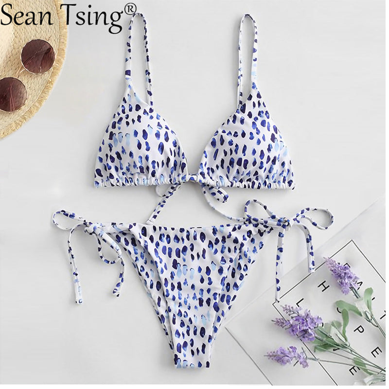NIMA oranje snack print v nek brazilian bikini
